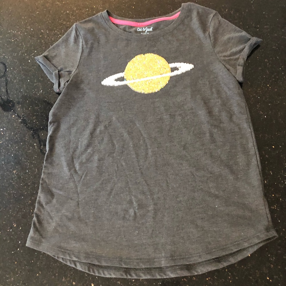 Girls Saturn sequin t-shirt